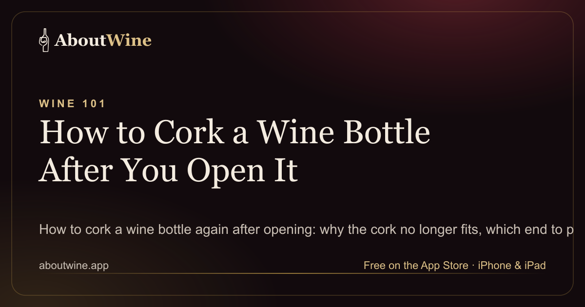 How to cork a wine bottle after opening it, and which end of the cork goes back in
